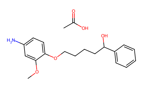 Benzyl alcohol, alpha-(4-(4-amino-2-methoxyphenoxy)butyl)-, acetate (ester) 15382-89-5